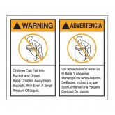 5" x 6" Black White Orange "Warning Advertencia" Label Set