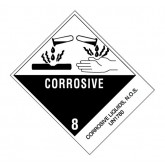 4" x 4.75" Black & White Pre-Printed "Corrosive Liquids, N.O.S." Labels