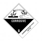 4" x 4.75" Black & White Pre-Printed "Corrosive Solids, N.O.S." Labels
