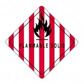 4" x 4" Red & White Stripe "Flammable Solid" Labels
