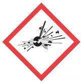 1" x 1" Pictogram Exploding Bomb Labels - Red, White & Black, 500 per Roll