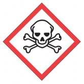 1" x 1" Pictogram Skull and Crossbones Labels - Red, White & Black, 500 per Roll