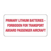 2" x 4" Red & White "Primary Lithium Batteries" Labels
