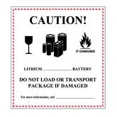 4.625" x 5" Black White Red "Caution - Lithium Battery Handling" Labels