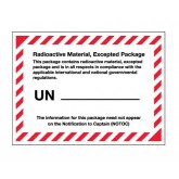 4.375" x 3.25" Black White Red "Radioactive Material, Excepted Package" Labels