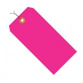 4.25" x 2.125" Fluorescent Pink 13 Pt. Shipping Tags - Pre-Wired