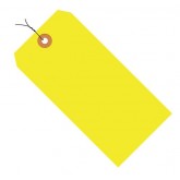 4.25" x 2.125" Fluorescent Yellow 13 Pt. Shipping Tags - Pre-Wired
