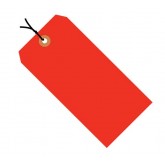 4.75" x 2.375" Fluorescent Red 13 Pt. Shipping Tags - Pre-Strung