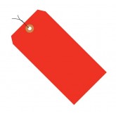 4.75" x 2.375" Fluorescent Red 13 Pt. Shipping Tags - Pre-Wired