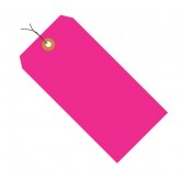 5.25" x 2.625" Fluorescent Pink 13 Pt. Shipping Tags - Pre-Wired