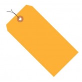 5.75" x 2.875" Fluorescent Orange 13 Pt. Shipping Tags - Pre-Wired