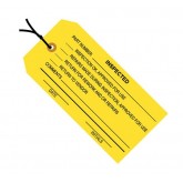 4.75" x 2.375" Yellow "Inspected" Inspection Tags - Pre-Strung