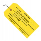 4.75" x 2.375" Yellow "Inspected" Inspection Tags - Pre-Wired