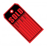 4.75" x 2.375" Red "Sold Tags" 10 Point Card Stock
