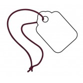 0.375" x 0.8125" White Merchandise Tags - Pre-Strung Magenta String
