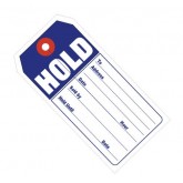 4.75" x 2.375" White & Blue "HOLD" Retail Tags