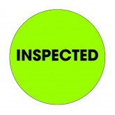 2" Circle Fluorescent Green "Inspected" Labels