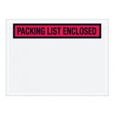 4.5" x 6" Red "Packing List Enclosed" Panel Face Envelopes