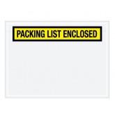 6.75" x 5" Yellow "Packing List Enclosed" Panel Face Envelopes
