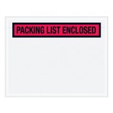 7" x 5.5" Red "Packing List Enclosed" Panel Face Envelopes