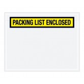 7" x 5.5" Yellow "Packing List Enclosed" Panel Face Envelopes