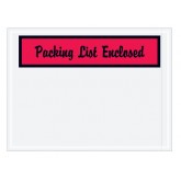 4.5" x 6" Red "Packing List Enclosed" Panel Face-Script Envelopes