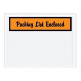 4.5" x 6" Orange "Packing List Enclosed" Panel Face-Script Envelopes