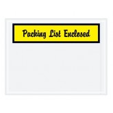 4.5" x 6" Yellow "Packing List Enclosed" Panel Face-Script Envelopes