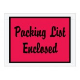 4.5" x 6" Red "Packing List Enclosed" Full Face-Script Envelopes