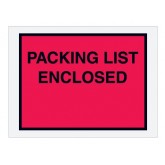 4.5" x 6" Red "Packing List Enclosed" Full Face Envelopes