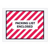 4.5" x 6" Red Striped "Packing List Enclosed" Full Face Envelopes