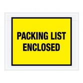 7" x 5.5" Yellow "Packing List Enclosed" Full Face Envelopes