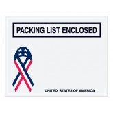 7" x 5.5"  U.S.A. Flag "Packing List Enclosed" Envelopes
