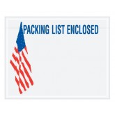 7" x 5.5"  U.S.A. Flag "Packing List Enclosed" Envelopes
