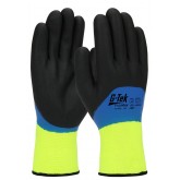 G-Tek Hi-Vis Seamless Knit PolyKor Blended Glove with Acrylic Liner and Double-Dipped Nitrile Coated Foam Grip - Large, Hi-Vis Yellow