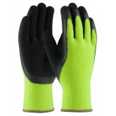 Hi-Vis Seamless Knit Acrylic Terry Glove with Latex Coated Crinkle Grip - Extra Large, Hi-Vis Lime