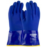 ProCoat Cold Resistant 12 inch PVC Glove with Detachable Terry Liner and Sandy Finish - Large, Blue