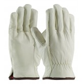 Regular Grade Top Grain Cowhide Leather Straight Thumb Glove with Red Foam Lining - Medium, Natural