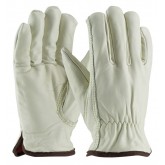 Premium Grade Top Grain Cowhide Leather Keystone Thumb Glove with Red Foam Lining - Extra Large, Natural