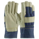 Pigskin Leather Palm Safety Cuff Glove with Fabric Back and 3M Thinsulate Lining - Extra Large, Blue