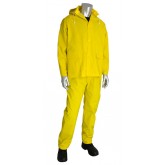 Base35 Premium 3-Piece PVC Rainsuit with Bib Overalls - Yellow, 2X Large