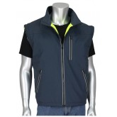 ANSI Type R Class 3 4-in-1 Reversible Dark Gray Bottom Multi-Seasonal Windbreaker with Detachable Sleeves - Yellow, Large