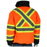 ANSI Type R Class 3 and CAN/CSA Z96 Two-Tone X-Back Black Bottom Bomber Jacket - Orange, 2X Large