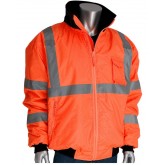 ANSI Type R Class 3 Value Bomber Jacket with Zip-Out Fleece Liner - Orange, Medium