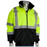 ANSI Type R Class 3 Value Black Bottom Bomber Jacket with Zip-Out Fleece Liner - Yellow, Medium