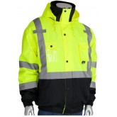 ANSI Type R Class 3 Rip Stop Premium Plus Bomber Jacket with Zip-Out Fleece Liner and "D" Ring Access - Yellow, Extra Large