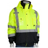 ANSI Type R Class 3 Rip Stop Premium Plus Bomber Jacket with Zip-Out Fleece Liner and "D" Ring Access - Yellow, 5X Large