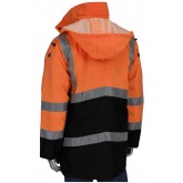 ANSI Type R Class 3 Black Bottom Coat with Built-in Quilted Insulation - Orange, Small