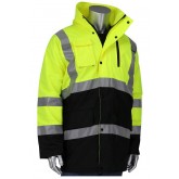 ANSI Type R Class 3 Black Bottom Coat with Built-in Quilted Insulation - Yellow, 2X Large