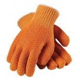 Honeycomb Criss-Cross PVC Coated Orange Polyester Knit Gloves - Large